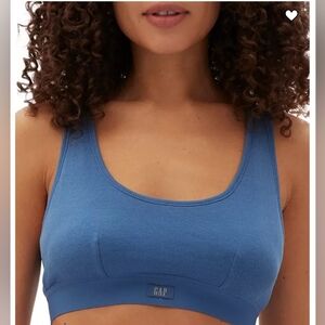 Gap Cotton Rib Racerback Bralette in Blue, XS